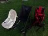 Otroški voziček, nahrbtnik in gugalnik za dojenčka